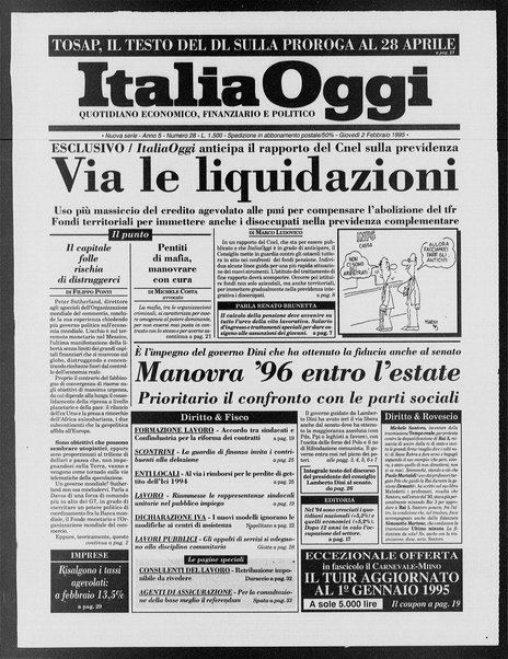 Italia oggi : quotidiano di economia finanza e politica